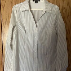 Tapered Women's White Striped Blouse